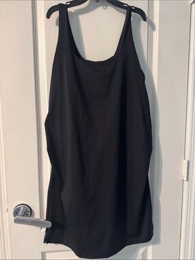 Women's black maternity athletic tank dress - Classic Sleeveless Scoop Neck